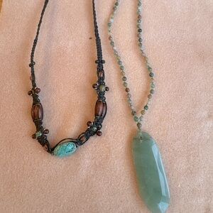 Two boho festival hippie necklaces - one hand knotted